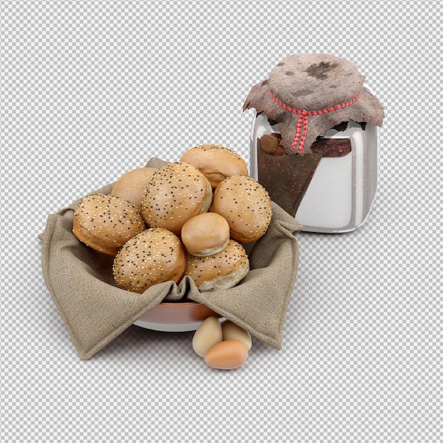 Isometric Bread 3D isolated render