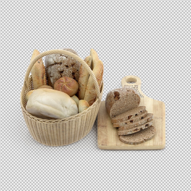 Isometric bread 3d isolated