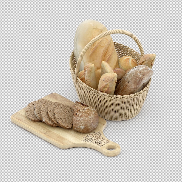 Isometric bread 3d isolated