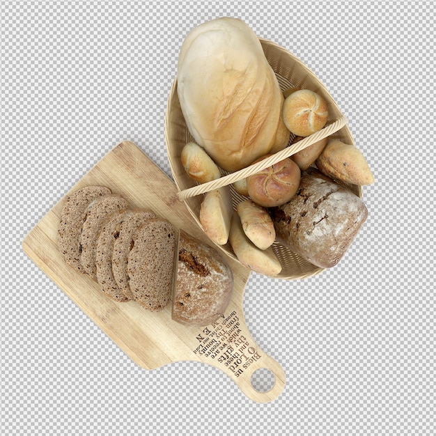 PSD isometric bread 3d isolated