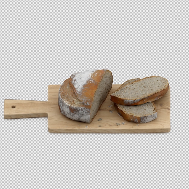 PSD isometric bread 3d isolated