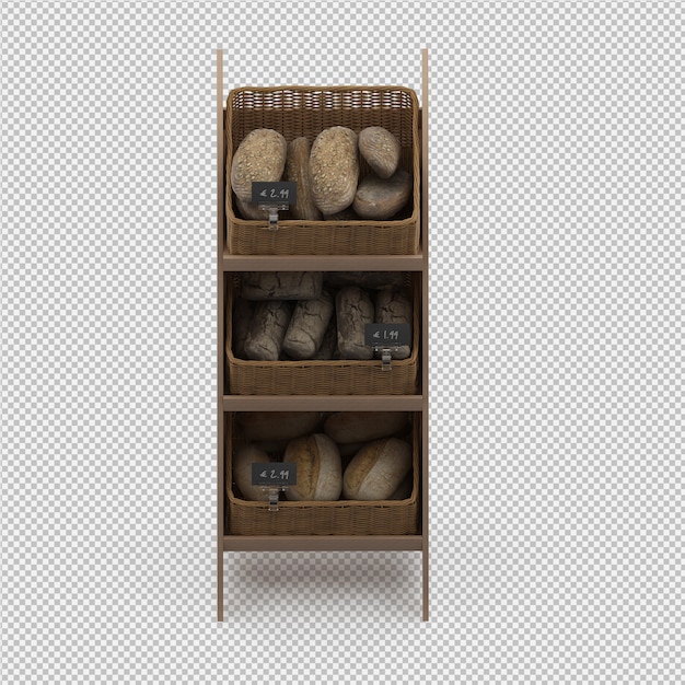 PSD isometric bread 3d isolated