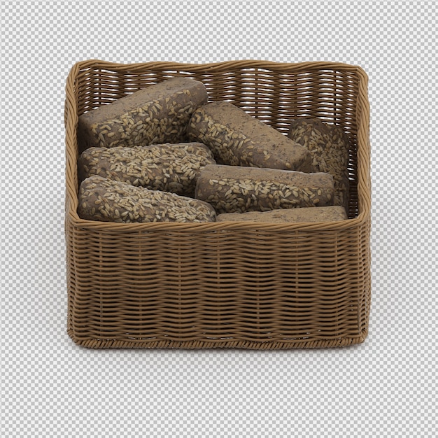 PSD isometric bread 3d isolated