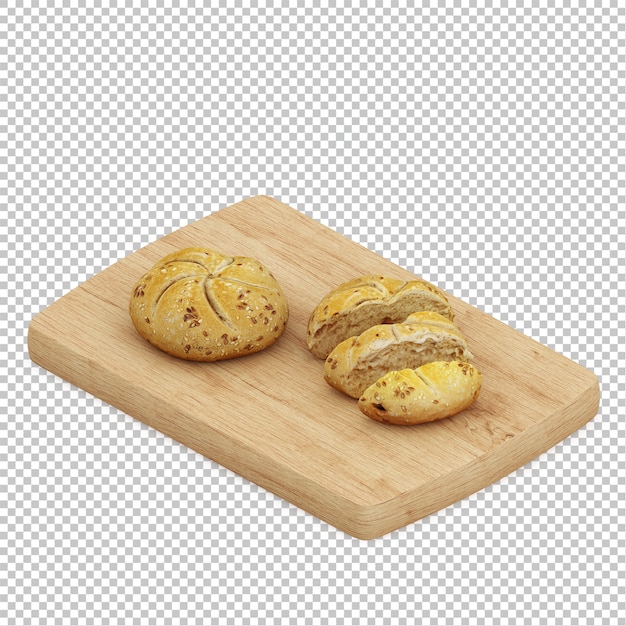 PSD isometric bread wooden cutting board