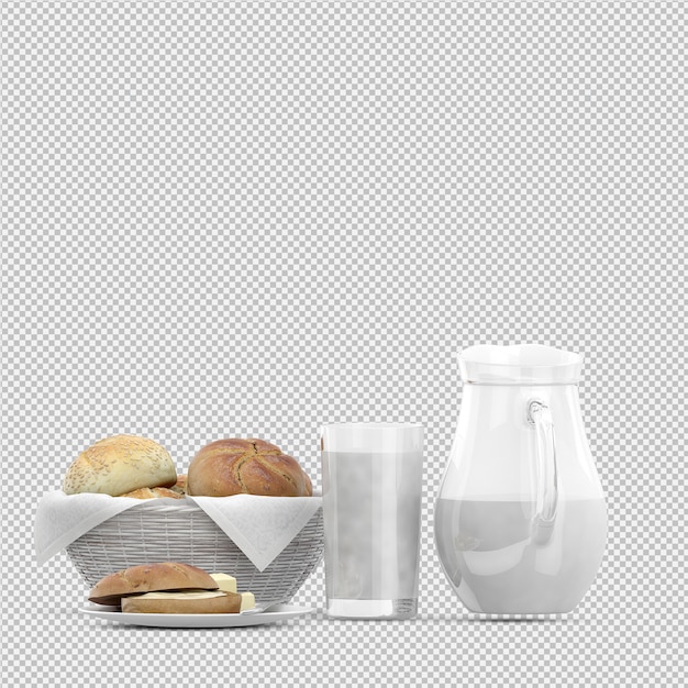 Isometric breakfast 3d isolated