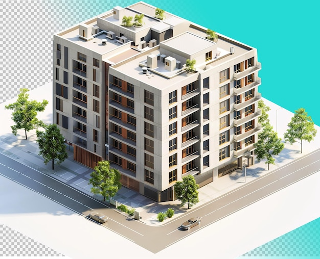 PSD isometric building apartment png