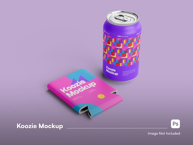 Isometric can with can holder mockup isolated 3d