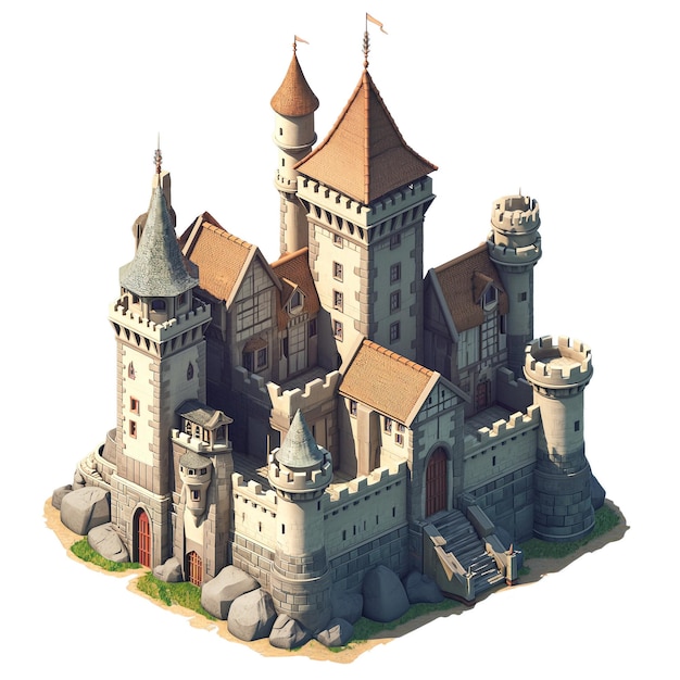 PSD isometric castle cutout