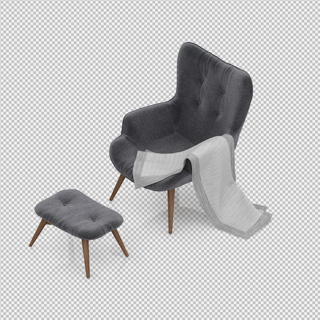 PSD isometric chair 3d isolated render