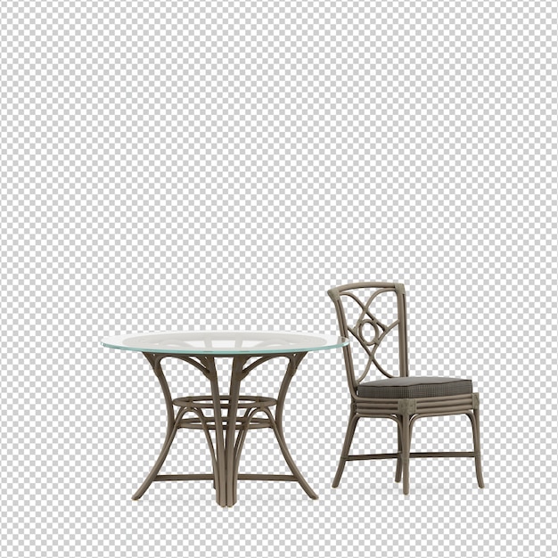 Isometric Chair 3D isolated rendering