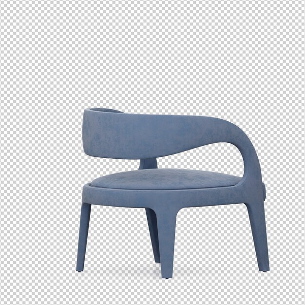 Isometric chair 3d isolated rendering