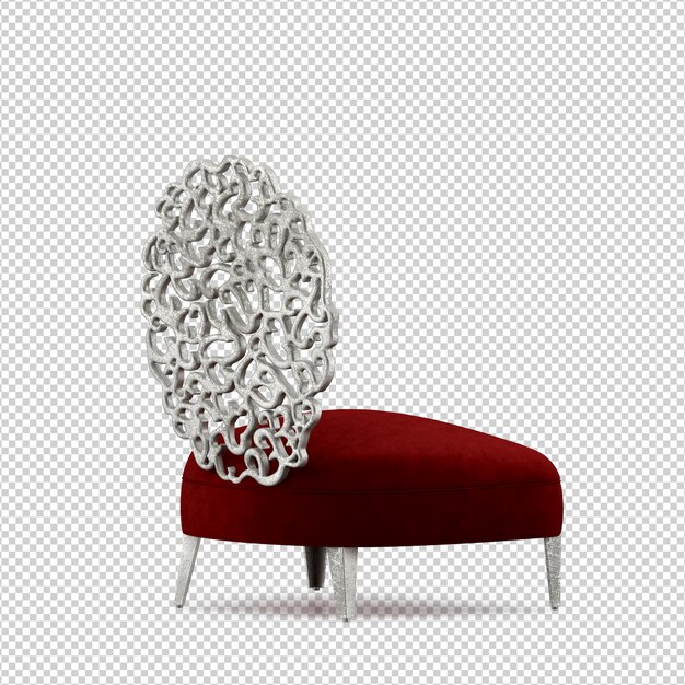 Isometric chair 3d isolated rendering