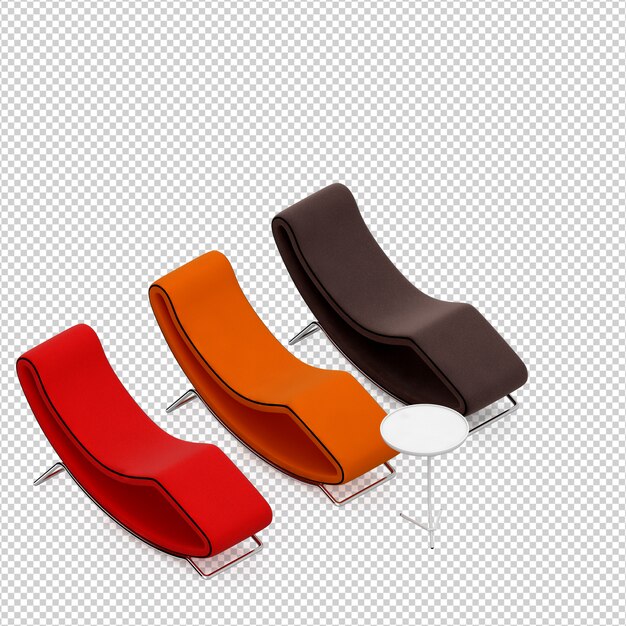 Isometric chair 3d isolated rendering