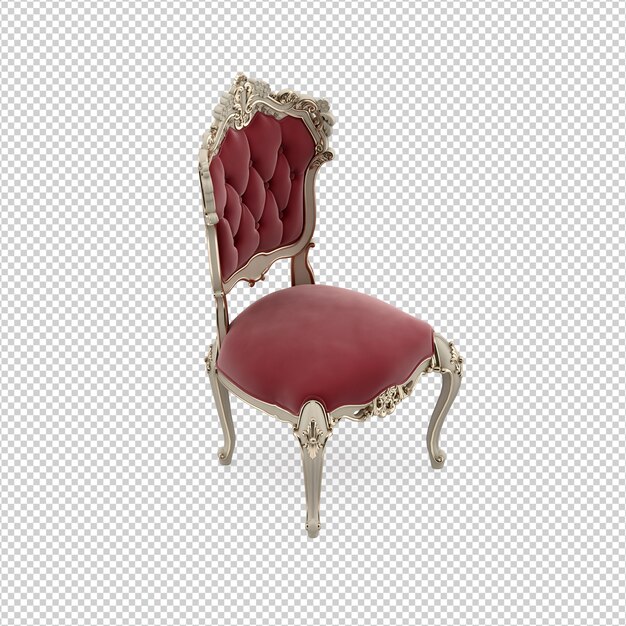 Isometric chair 3d isolated rendering