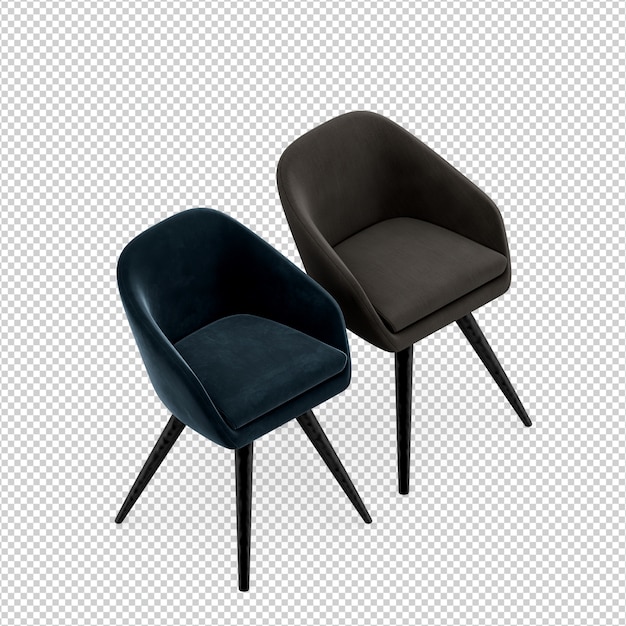 Isometric chair 3d isolated rendering