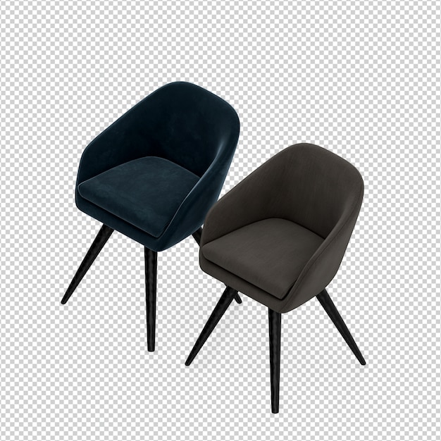 Isometric Chair 3D isolated rendering