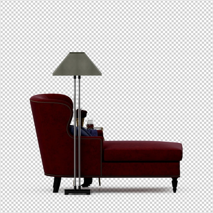 PSD isometric chaise longue 3d render