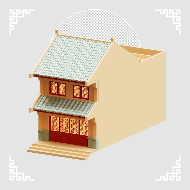 PSD isometric chinatown shop house 01