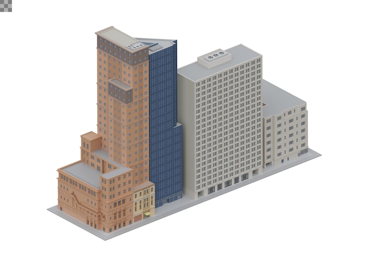 PSD isometric city block