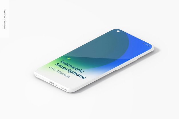 Isometric clay smartphone mockup, left view