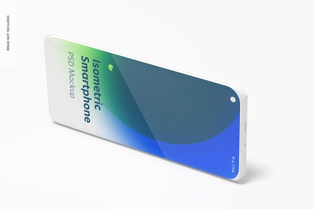 PSD isometric clay smartphone psd mockup, landscape left view