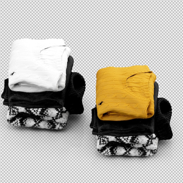 PSD isometric cloth 3d isolated render