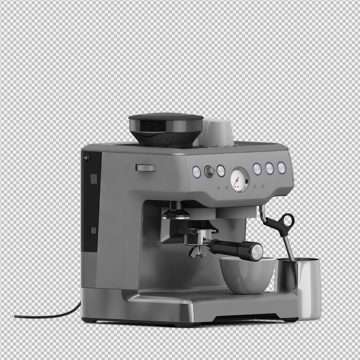 PSD isometric coffee machine 3d isolated render
