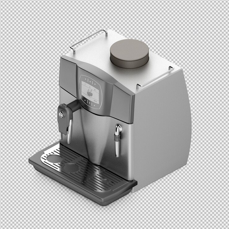 PSD isometric coffee machine 3d isolated rendering
