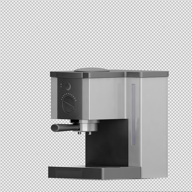 PSD isometric coffee machine 3d isolated rendering