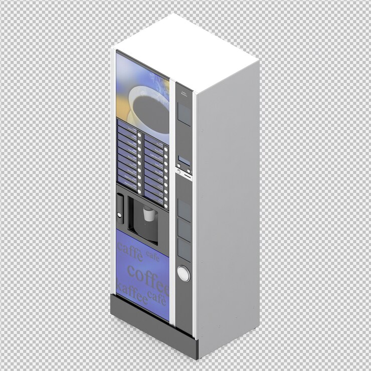 PSD isometric coffee machine 3d isolated rendering