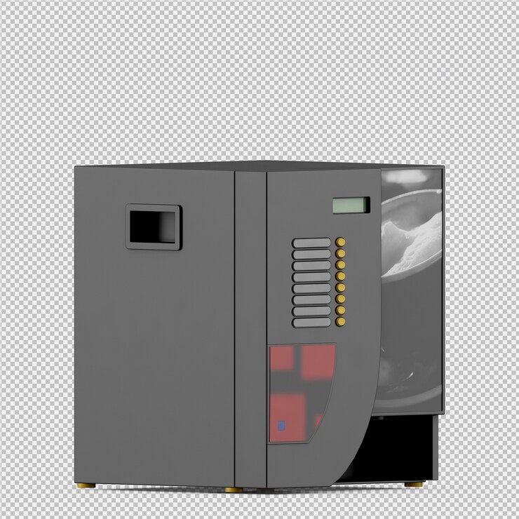PSD isometric coffee machine 3d isolated rendering