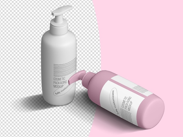 Isometric cosmetic soap bottle mockup template