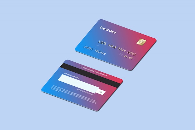 Isometric credit card mockup