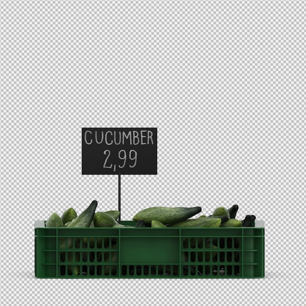 Isometric cucumbers 3d render