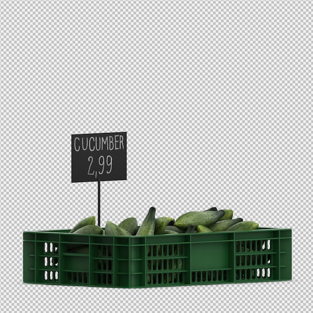 Isometric cucumbers 3d render