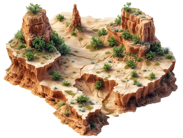 PSD isometric desert art cutout