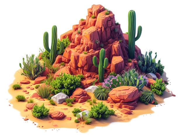 PSD isometric desert art cutout