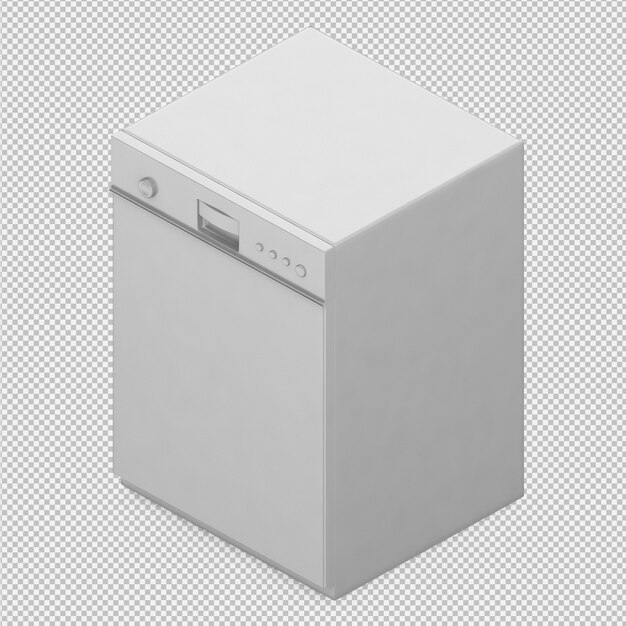 PSD isometric dishwasher 3d render