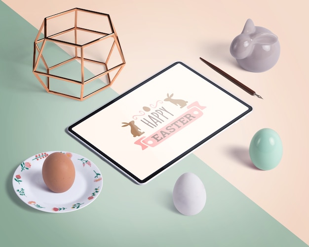 PSD isometric editable scena twórcy easter mockup