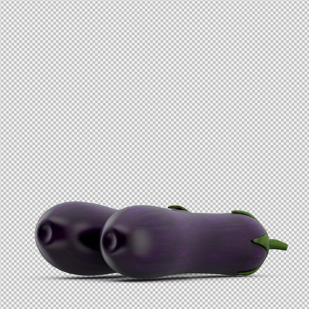 PSD isometric eggplant 3d render