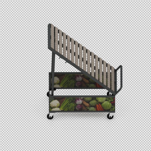 Isometric empty stand market 3d render