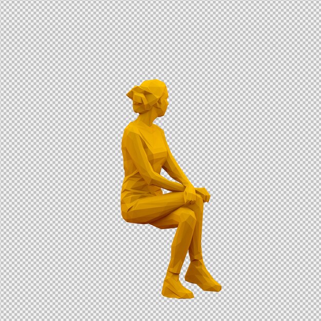 Isometric female 3d render