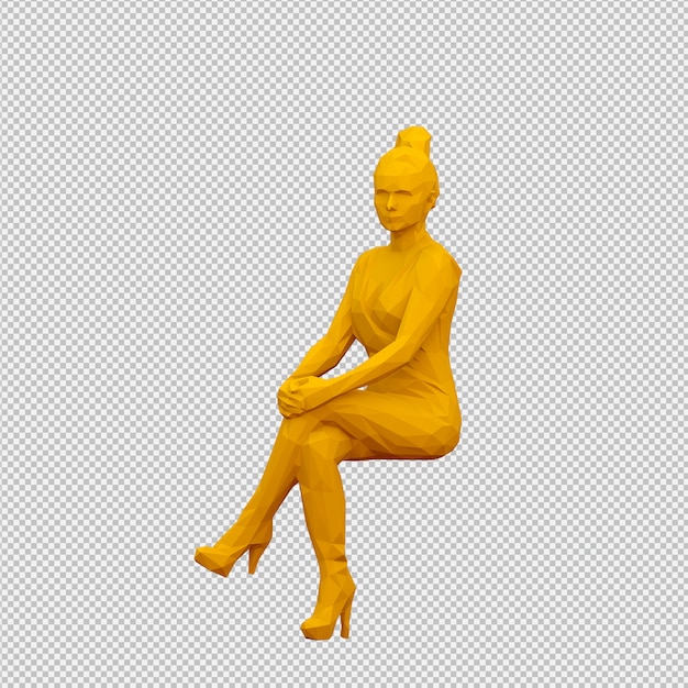 Isometric female 3d render