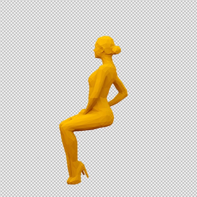 Isometric female 3d render