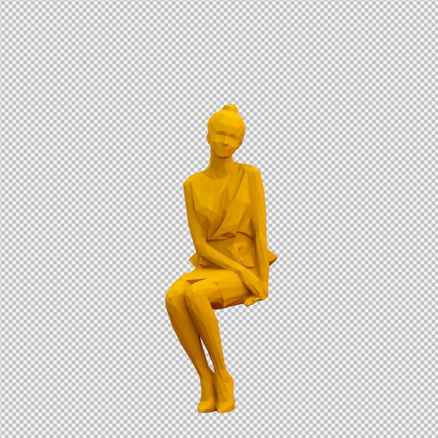 Isometric female 3d render