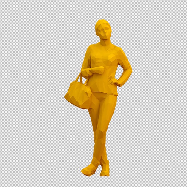 PSD isometric female 3d render