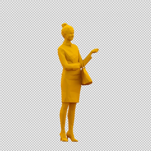 PSD isometric female 3d render