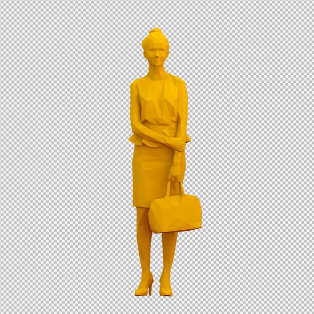 Isometric female 3d render