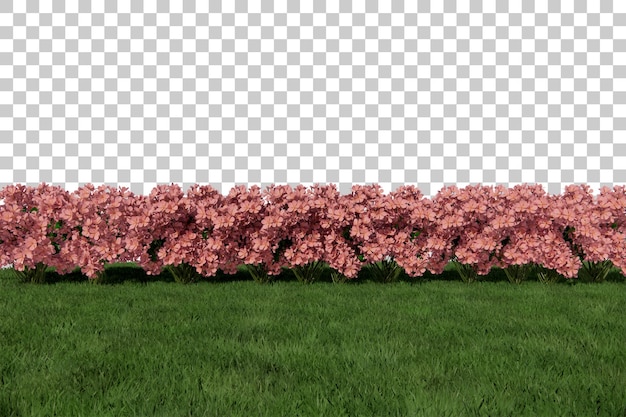 PSD rendering 3d isometrico del giardino fiorito