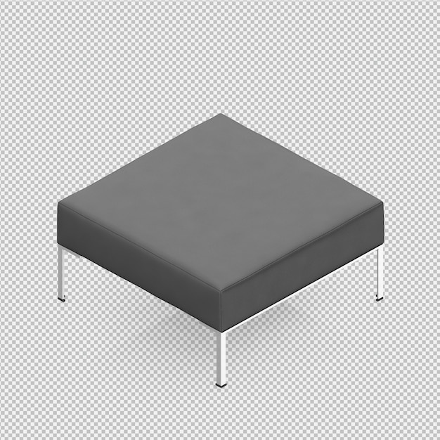 Isometric foot stool chair 3d render